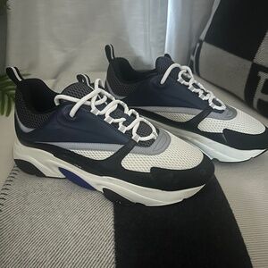 Dior Men's Athletic Shoes in White, Black, and Blue